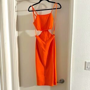 Womens bright orange cut out dress